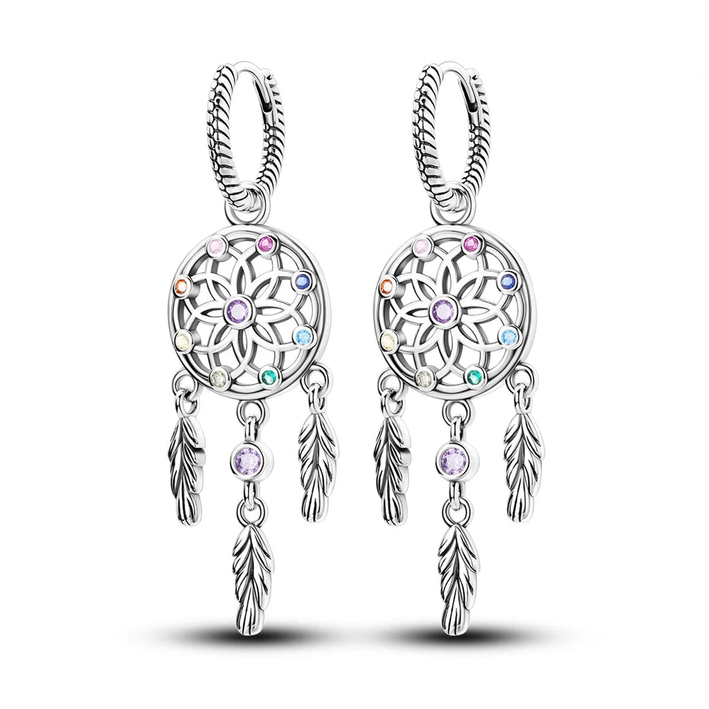 Boho Dreamcatcher Drop Hoops