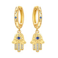 Hamsa Evil Eye Drop Hoops