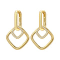 Gold Diamond-Shape Drop Hoops