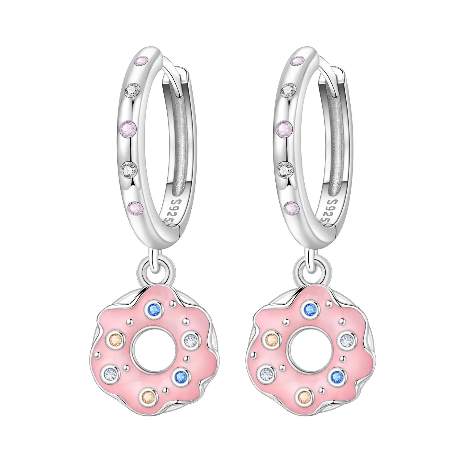 Donut Charm Hoop Earrings