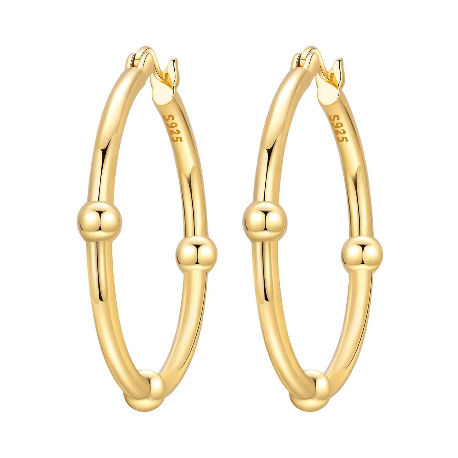 Gold Beaded Hoop Earrings