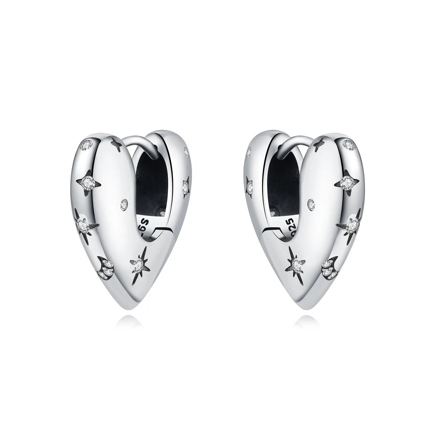 Midnight Star Heart Studs
