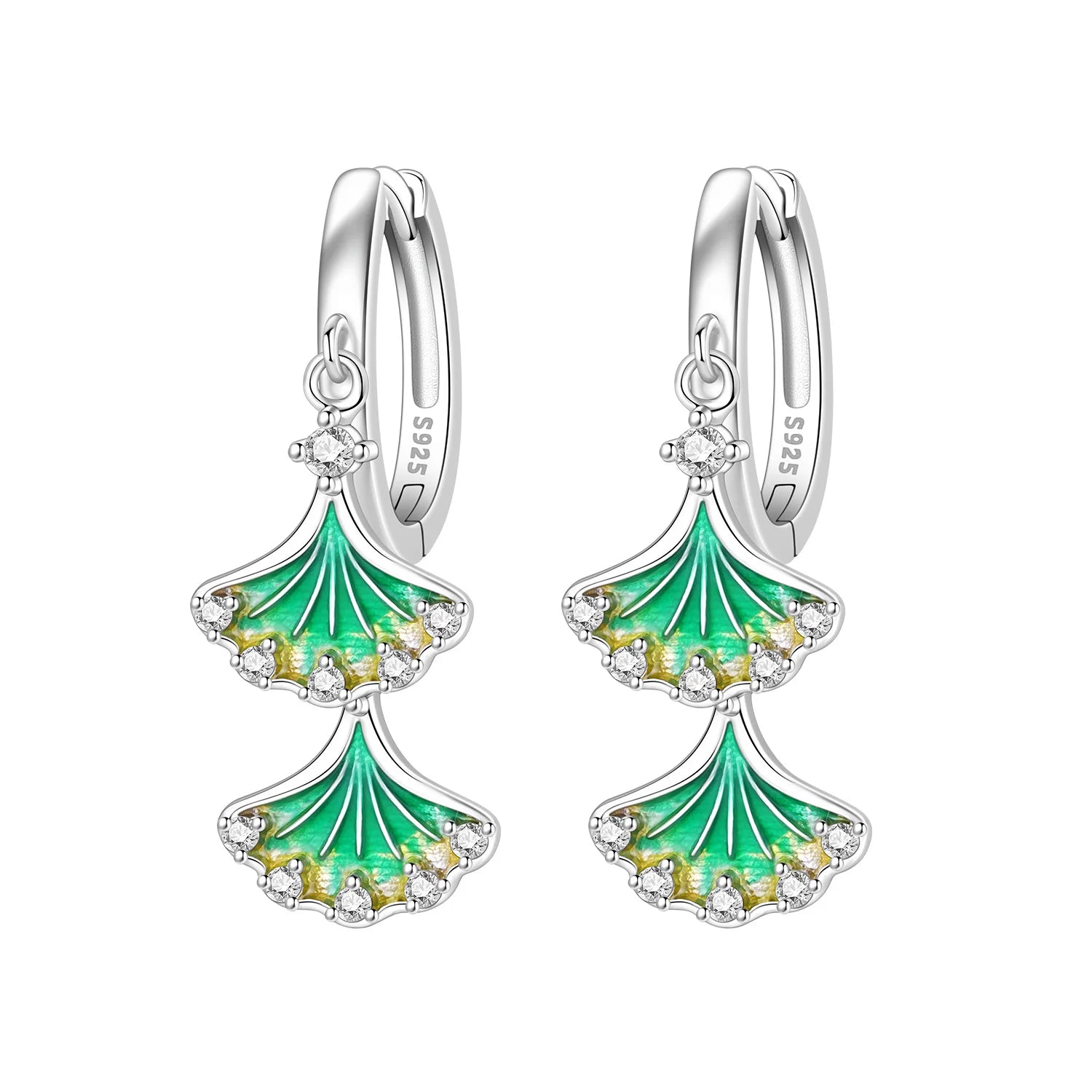 Ginkgo Leaf Hoop Earrings