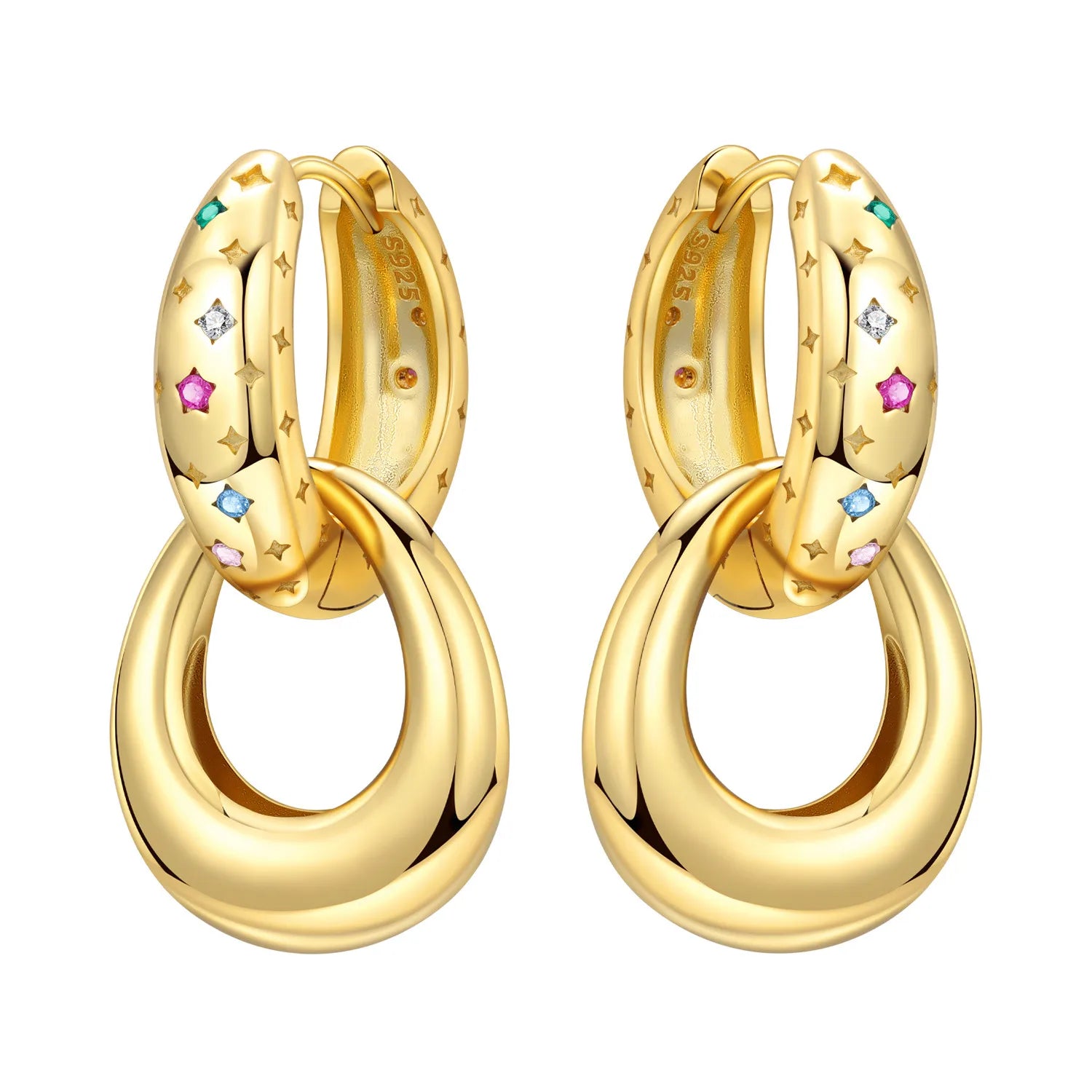 Star-Studded Ring Drop Hoops