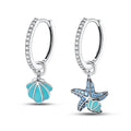 Mismatched Shell & Starfish Drop Hoops