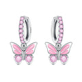 Butterfly Drop Hoop Earrings