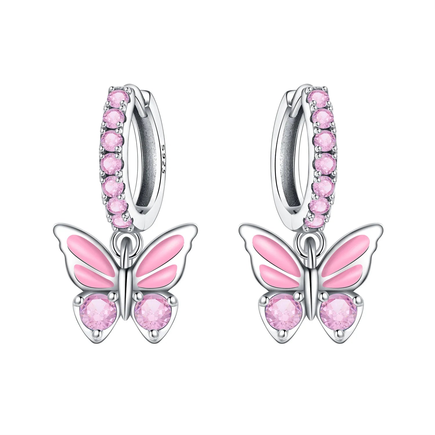 Butterfly Drop Hoop Earrings