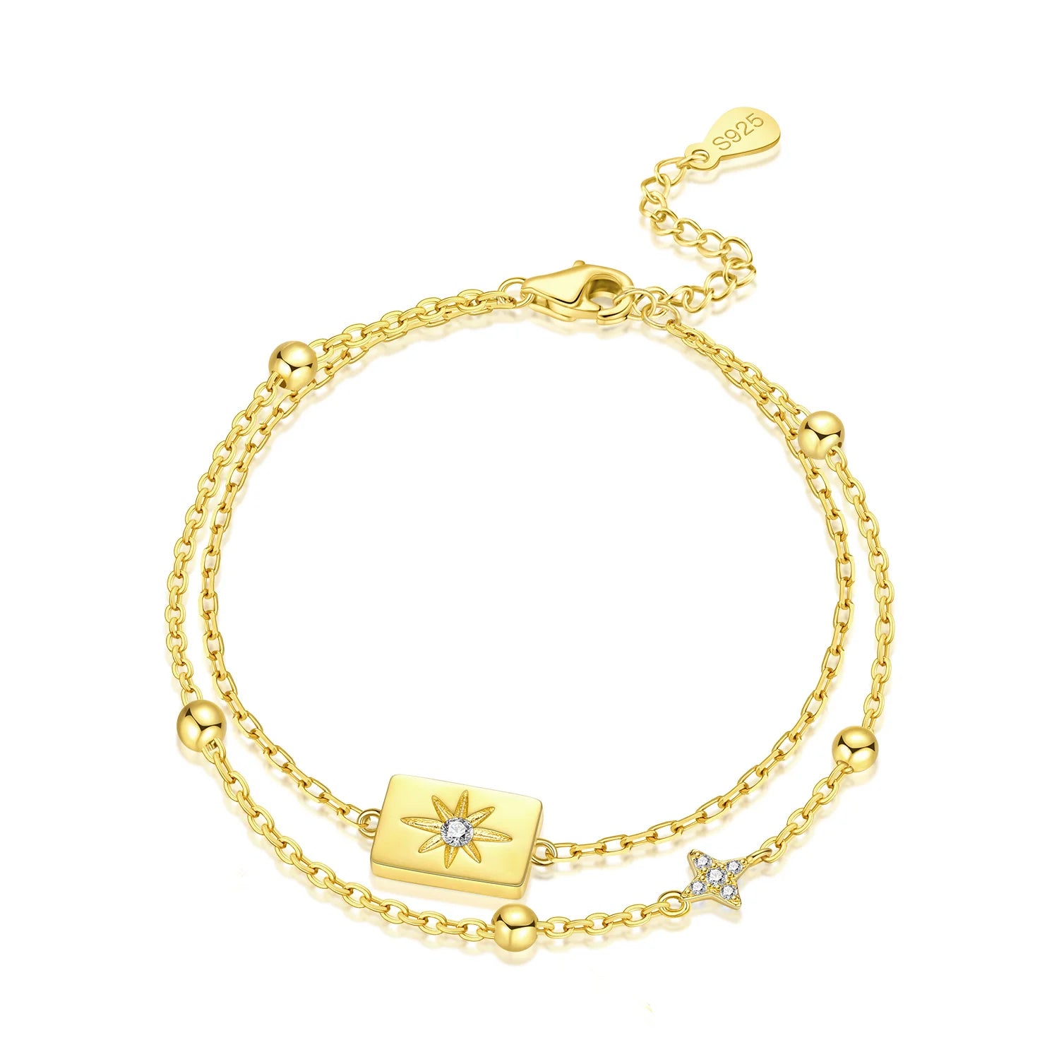 Gold Star Tag Double Bracelet