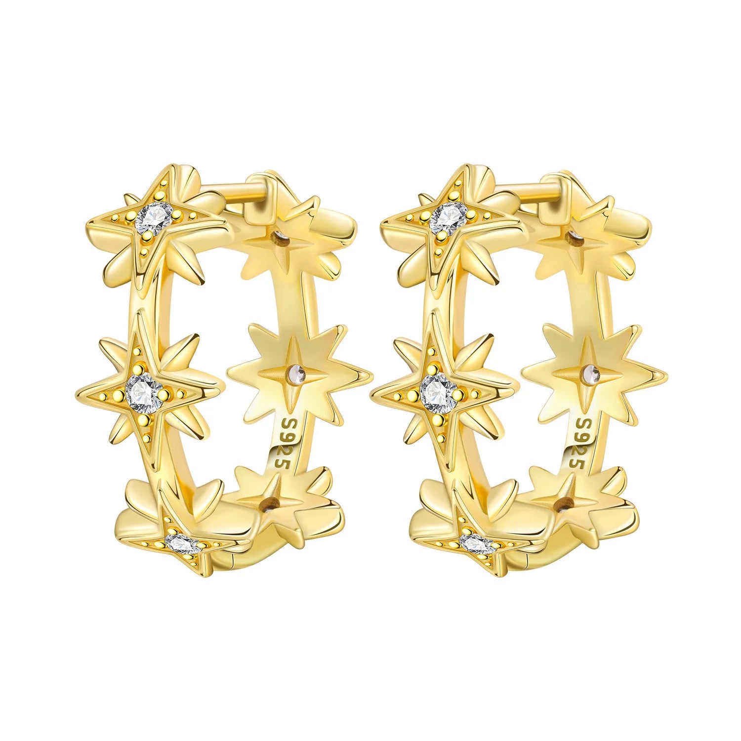 Full Star Halo Huggie Hoops