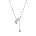 Blue Feather Drop Necklace