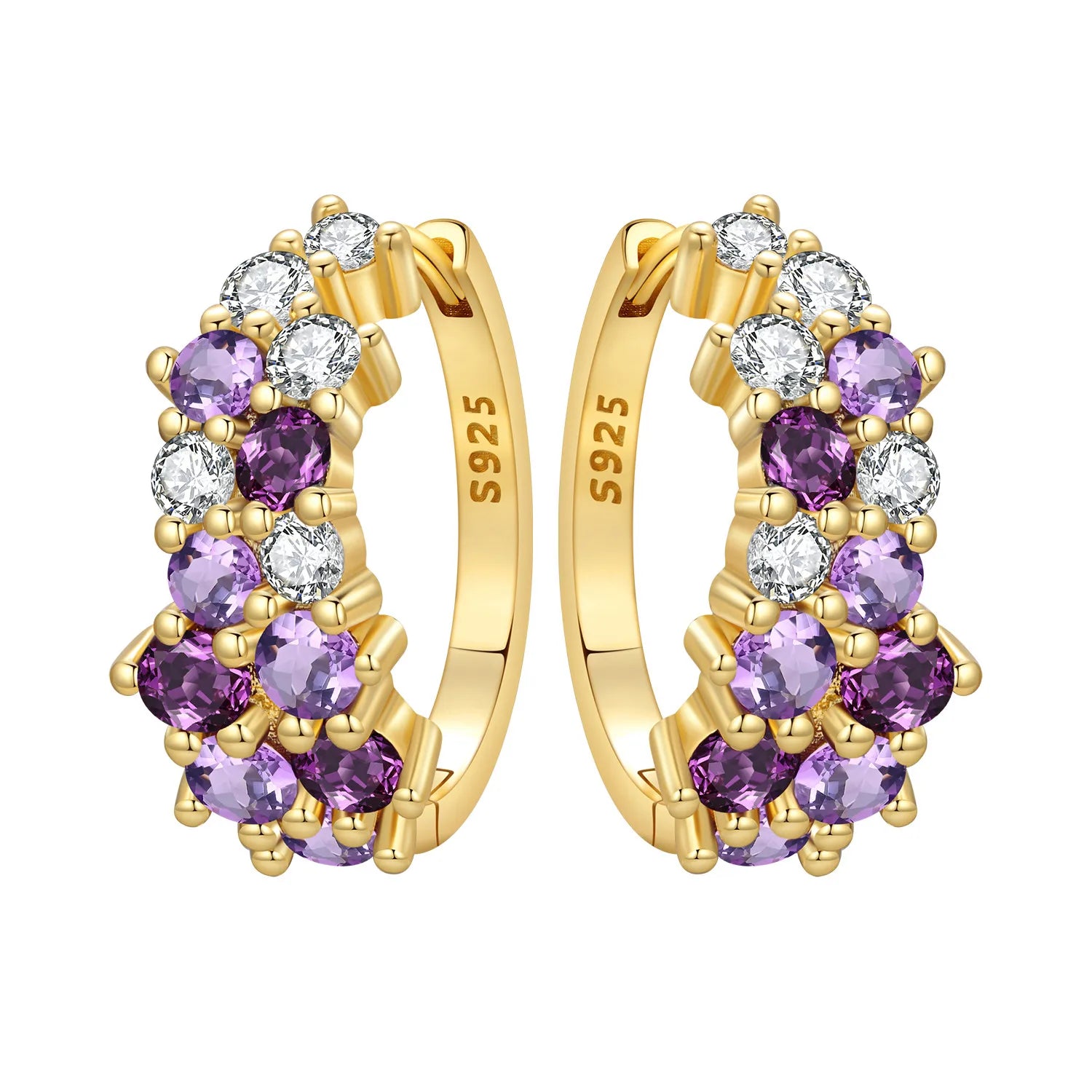 Amethyst Cluster Huggie Hoops