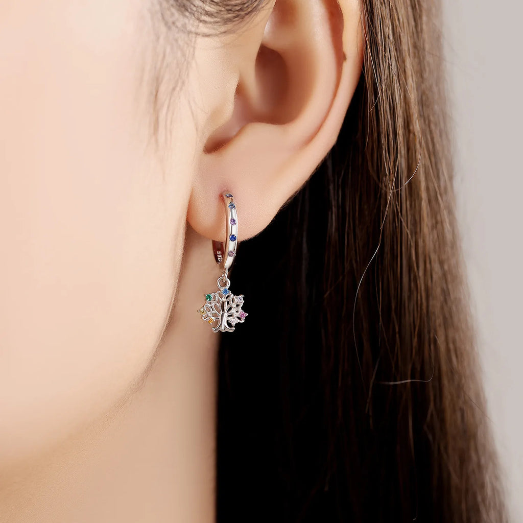 Family Tree of Life Drop Hoops