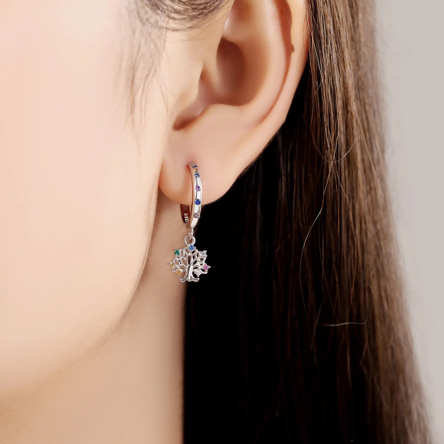 Family Tree of Life Drop Hoops