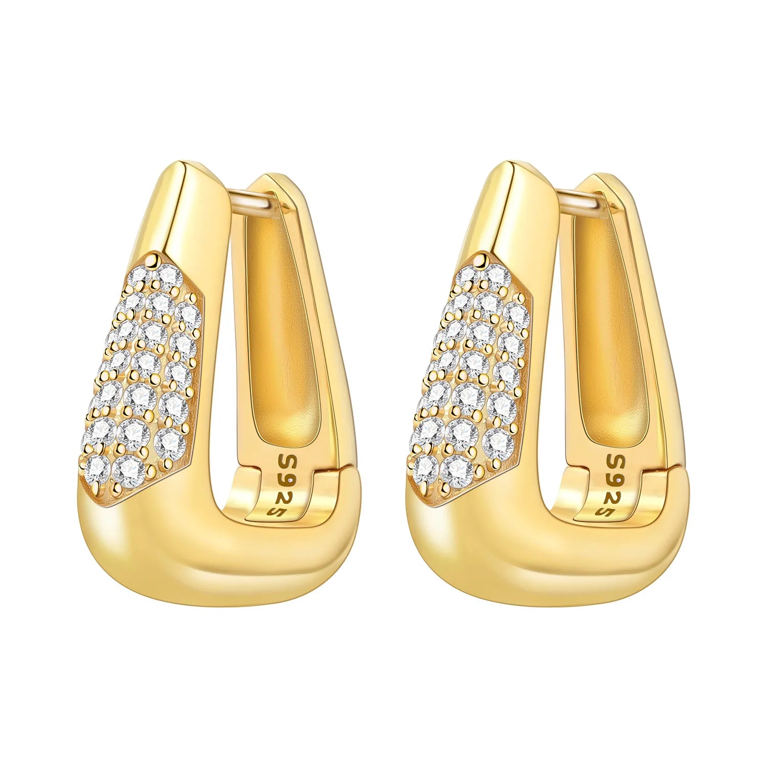 Golden Pavé Huggie Hoops