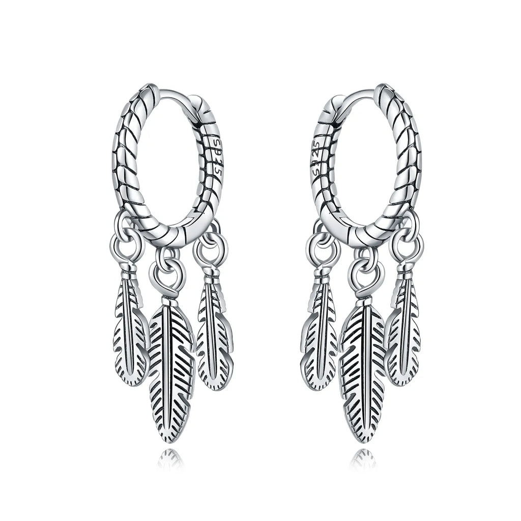 Dreamcatcher Feather Drop Hoops