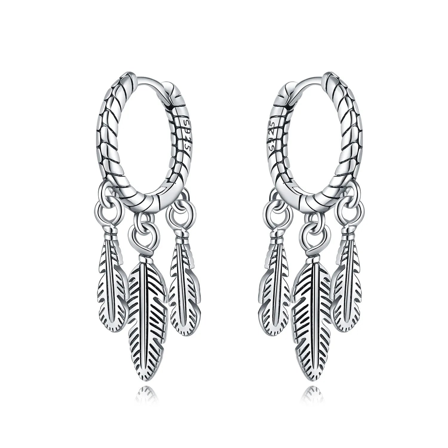 Dreamcatcher Feather Drop Hoops
