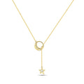 Gold Moon & Star Lariat Necklace