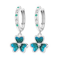 Teal Clover Hoop Earrings