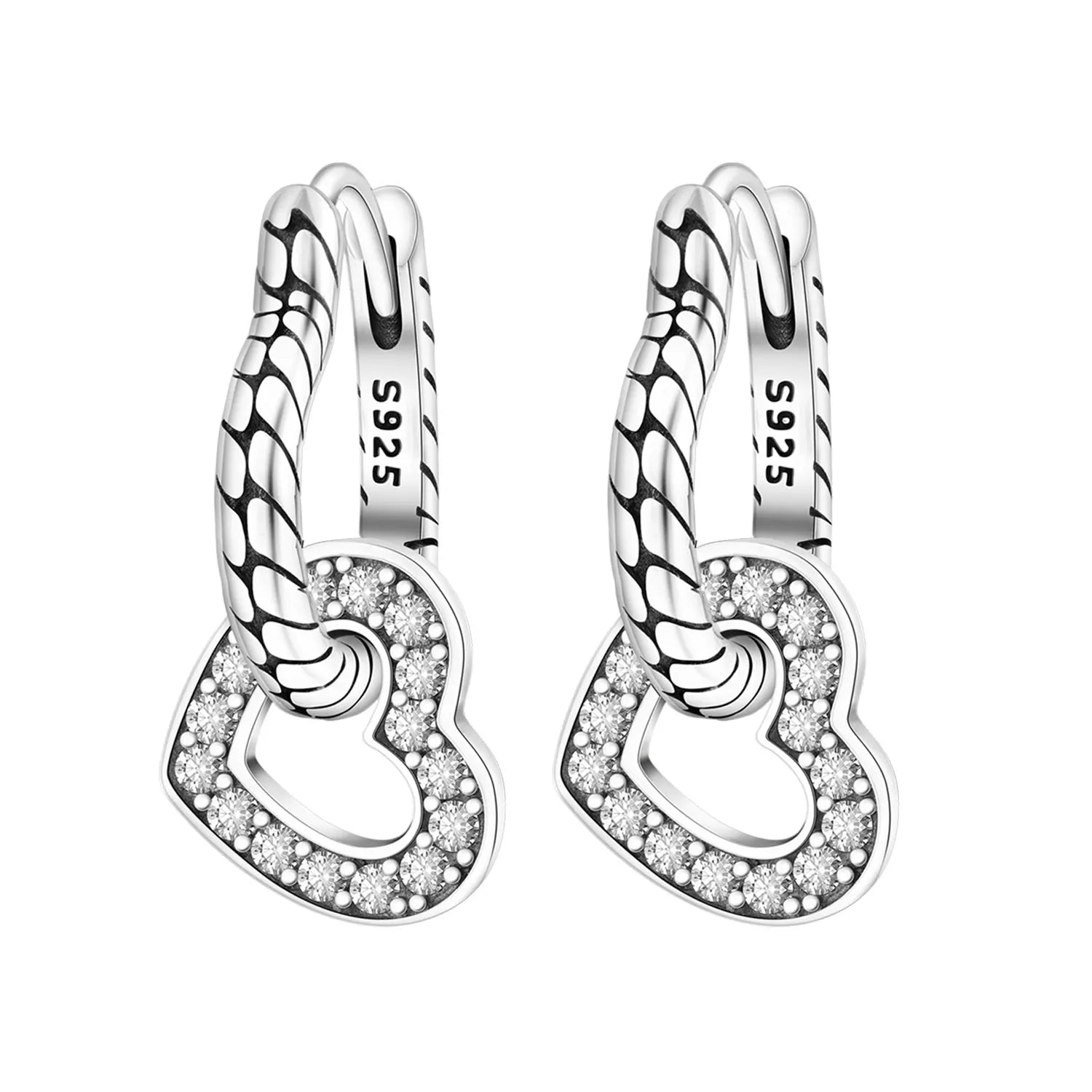 Silver Rope Heart Drop Huggies