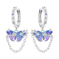 Blue Butterfly Chain Hoops