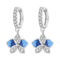 Blue Orchid Drop Hoop Earrings