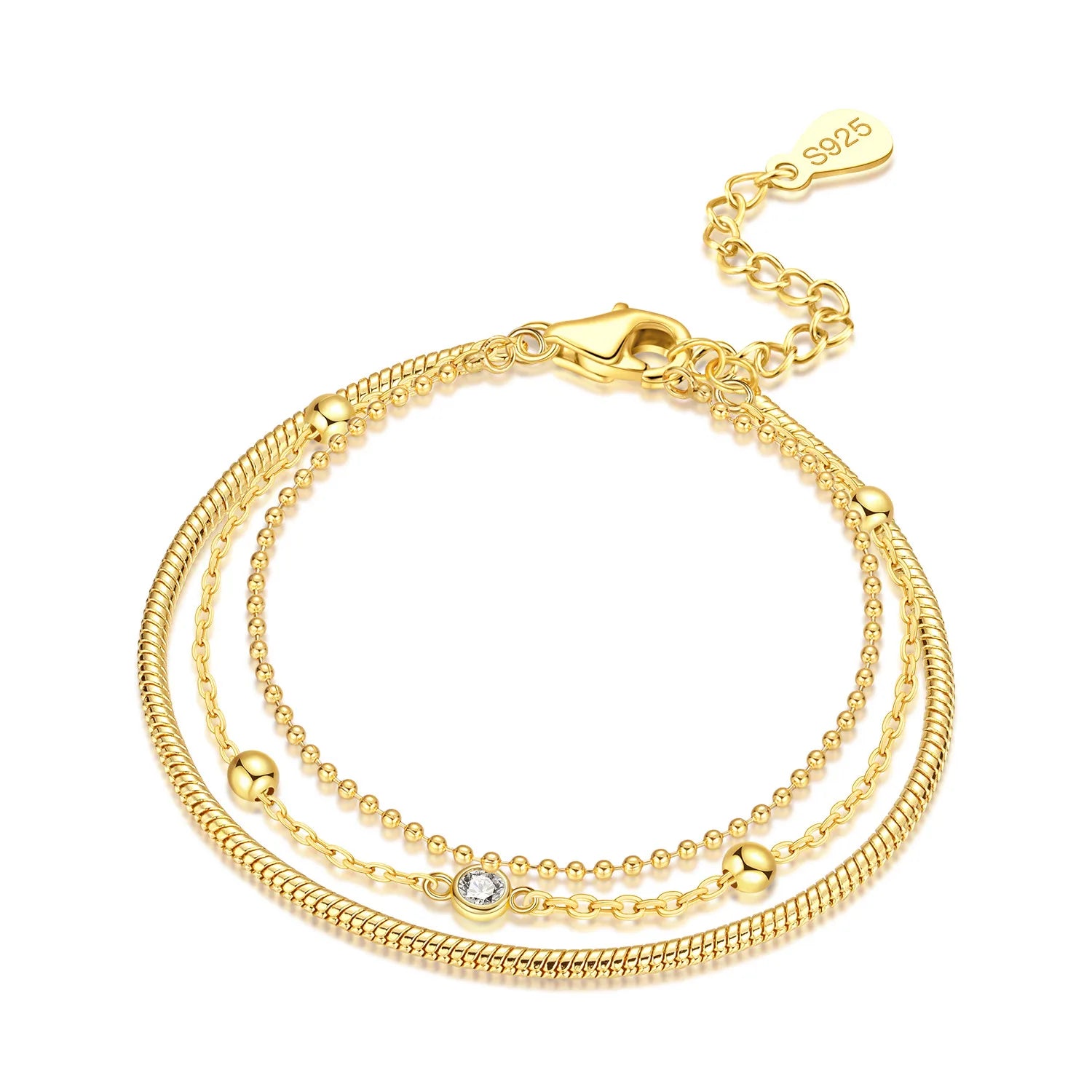 Snake & Bead Layered Bracelet