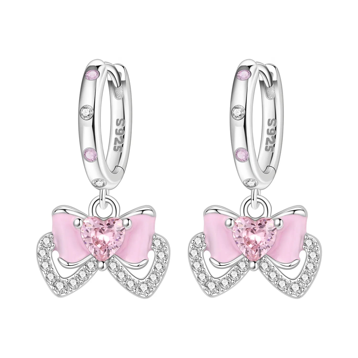 Bow Heart Hoop Earrings