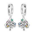 Multicolor Tree of Life Hoop Earrings