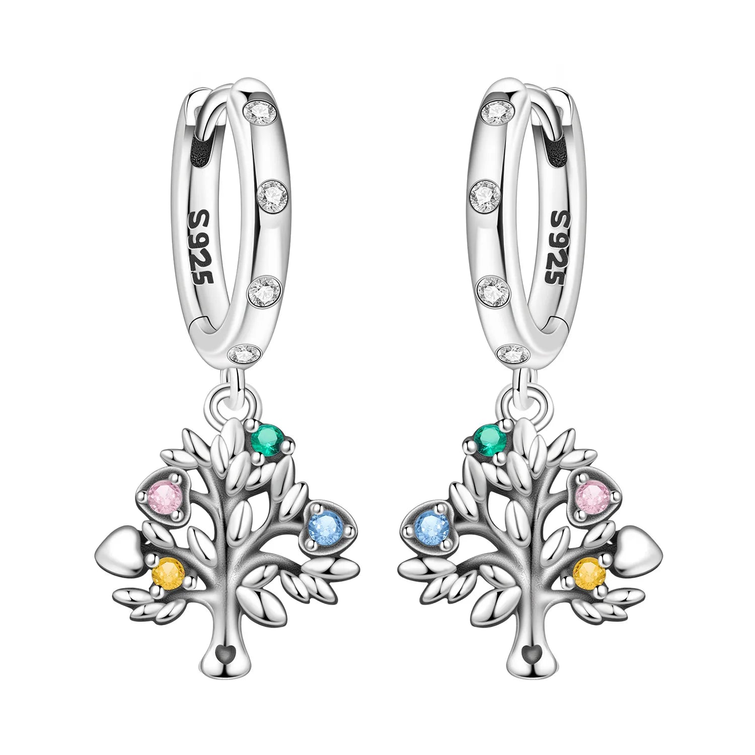 Multicolor Tree of Life Hoop Earrings