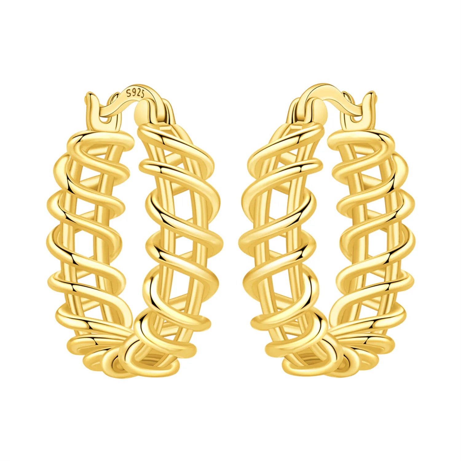Cage Weave Huggie Hoops