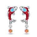 Red Fish Enamel Drop Earrings