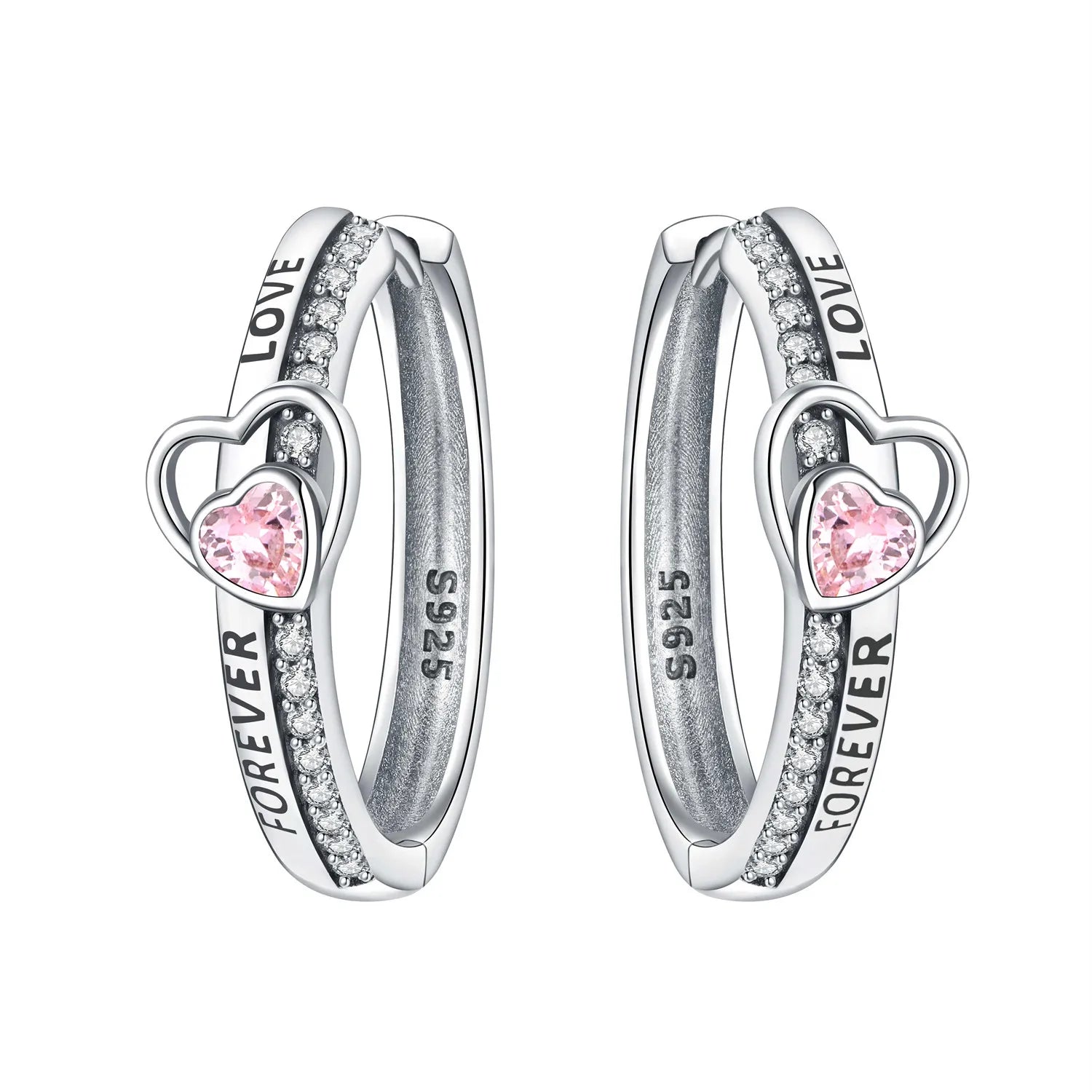 "Love Forever" Heart Huggie Hoops
