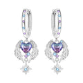 Angel Wing Heart Hoop Earrings