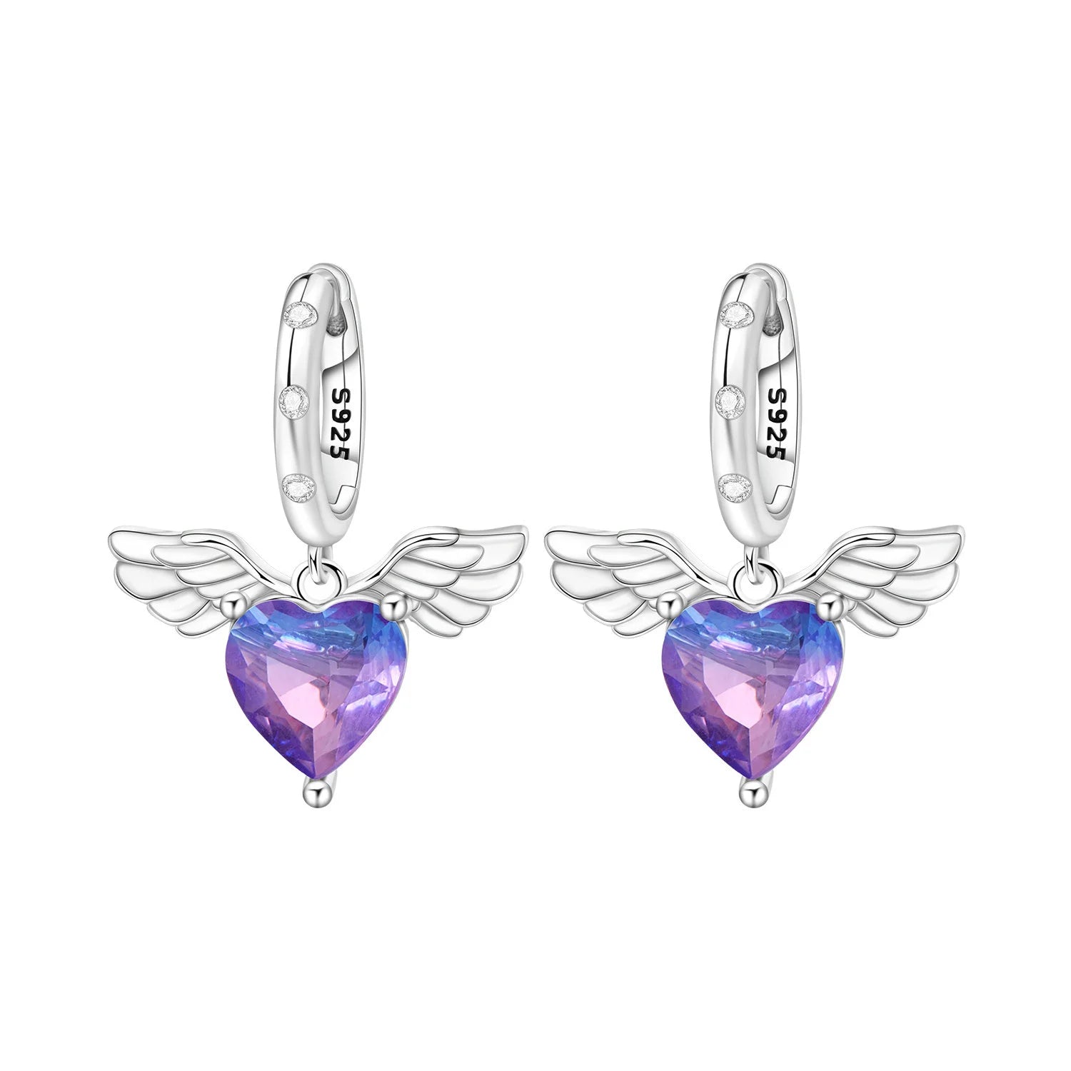 Winged Heart Hoop Earrings