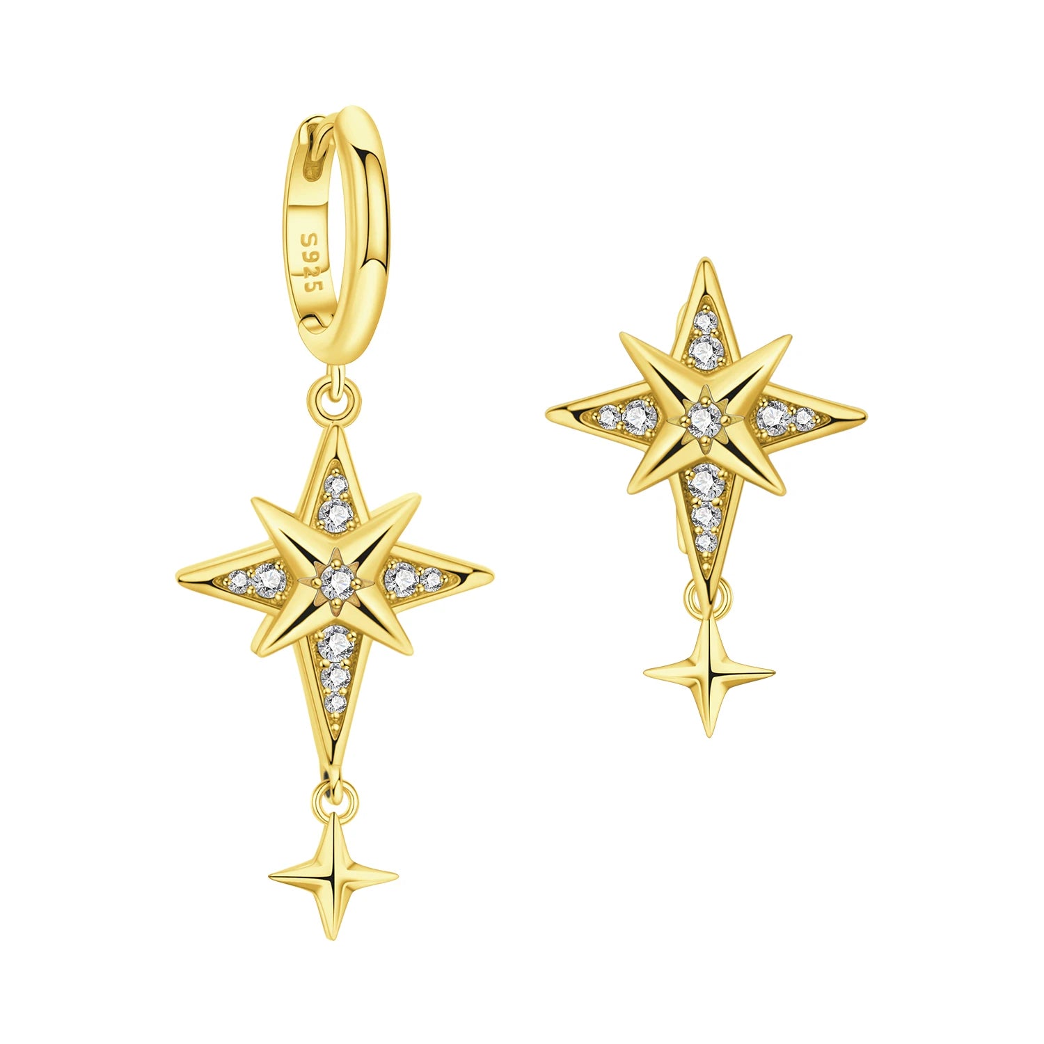 Eight-Point Star Drop Earrings