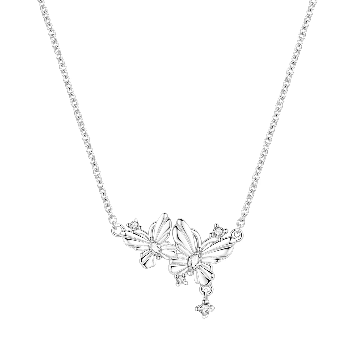 Silver Twin Butterfly Necklace