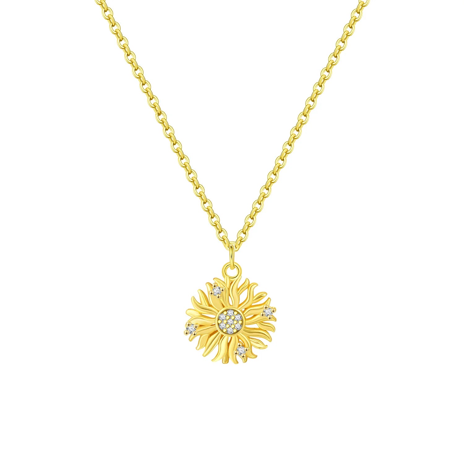Gold Sunflower Pendant Necklace