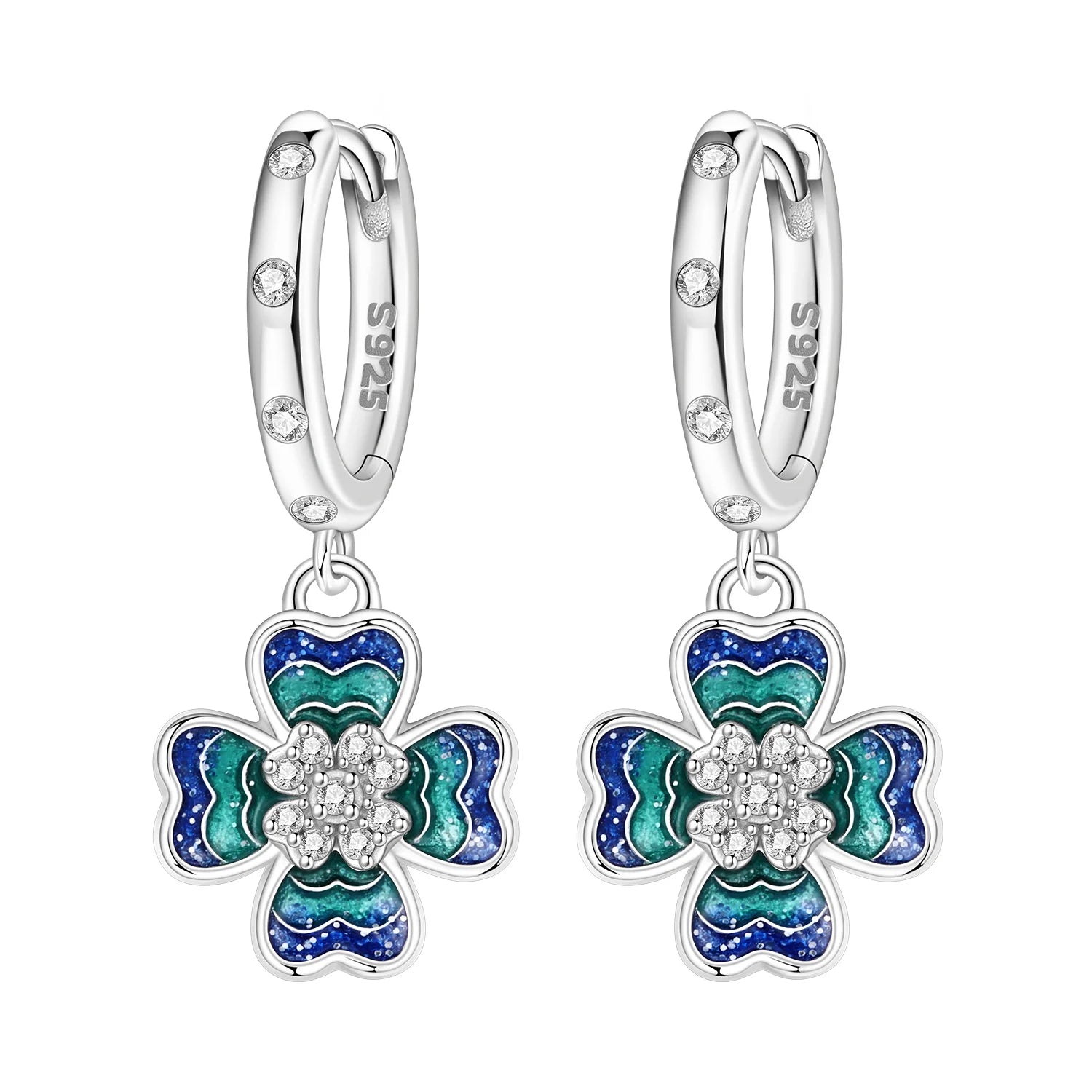 Four-Leaf Clover Hoop Earrings