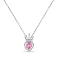 Pink Heart Crown Necklace