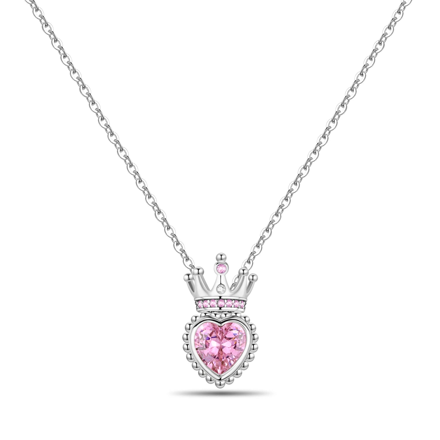 Pink Heart Crown Necklace