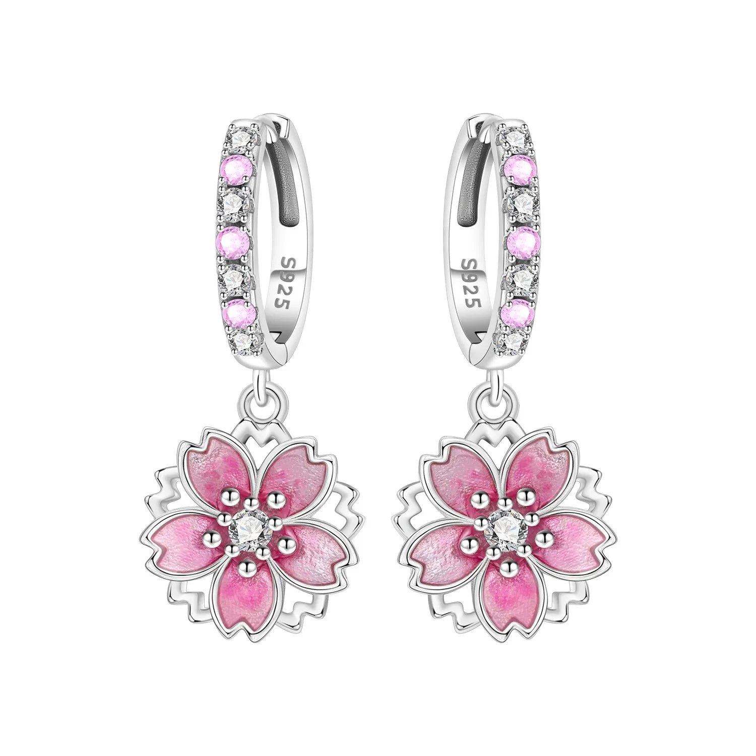 Sakura Blossom Hoop Earrings