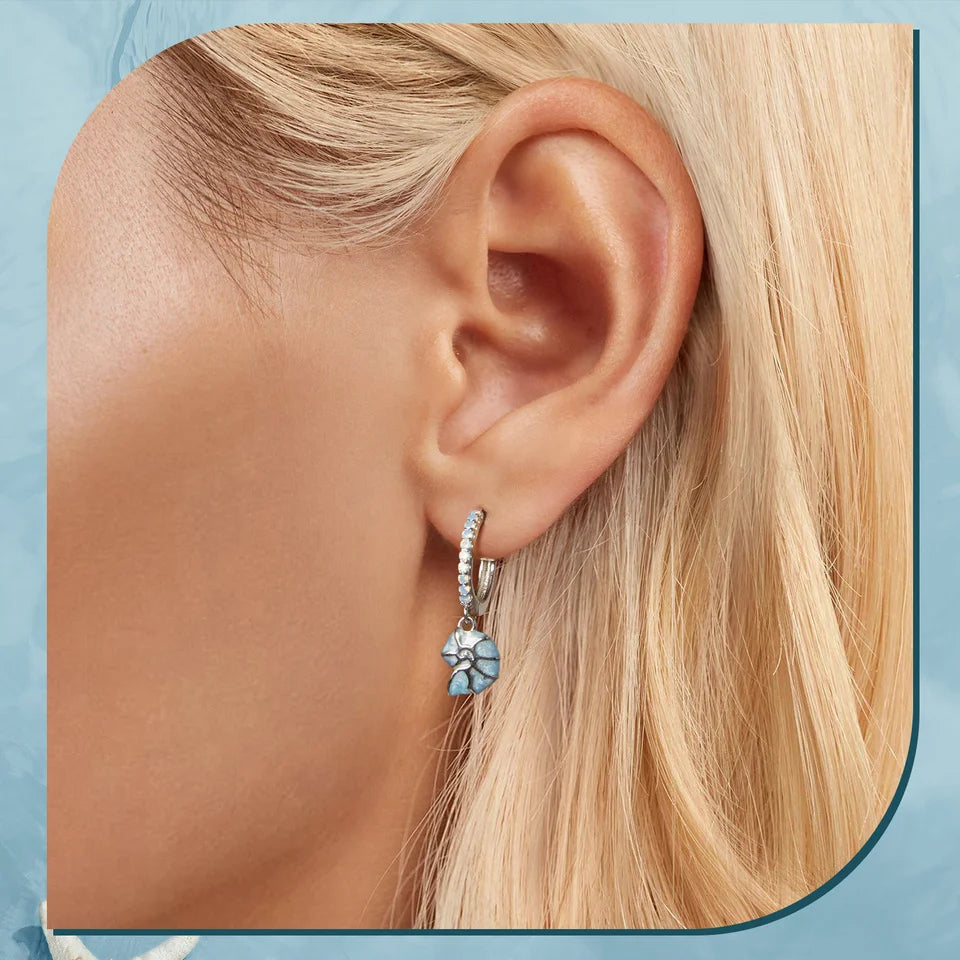 Blue Shell Hoop Earrings