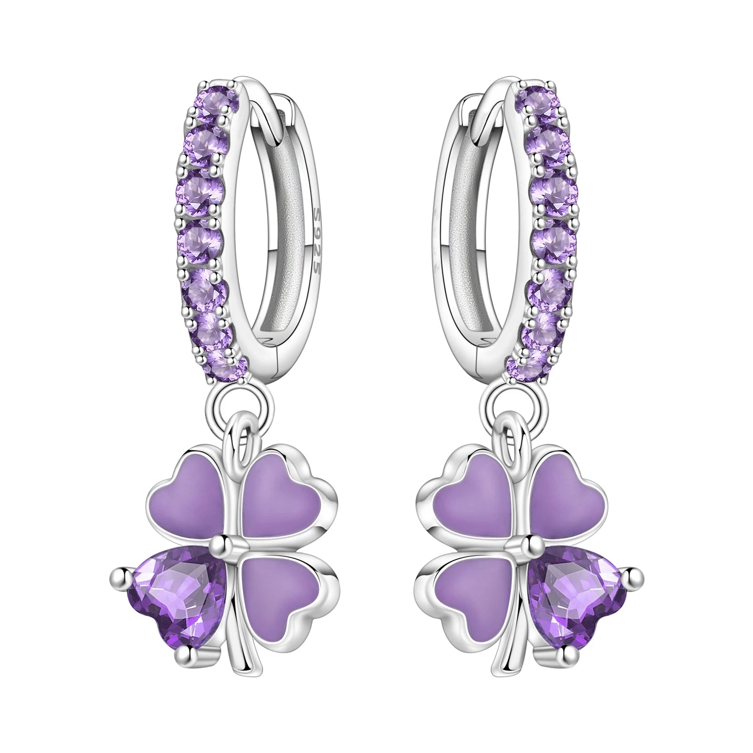 Four-Leaf Clover Hoop Earrings