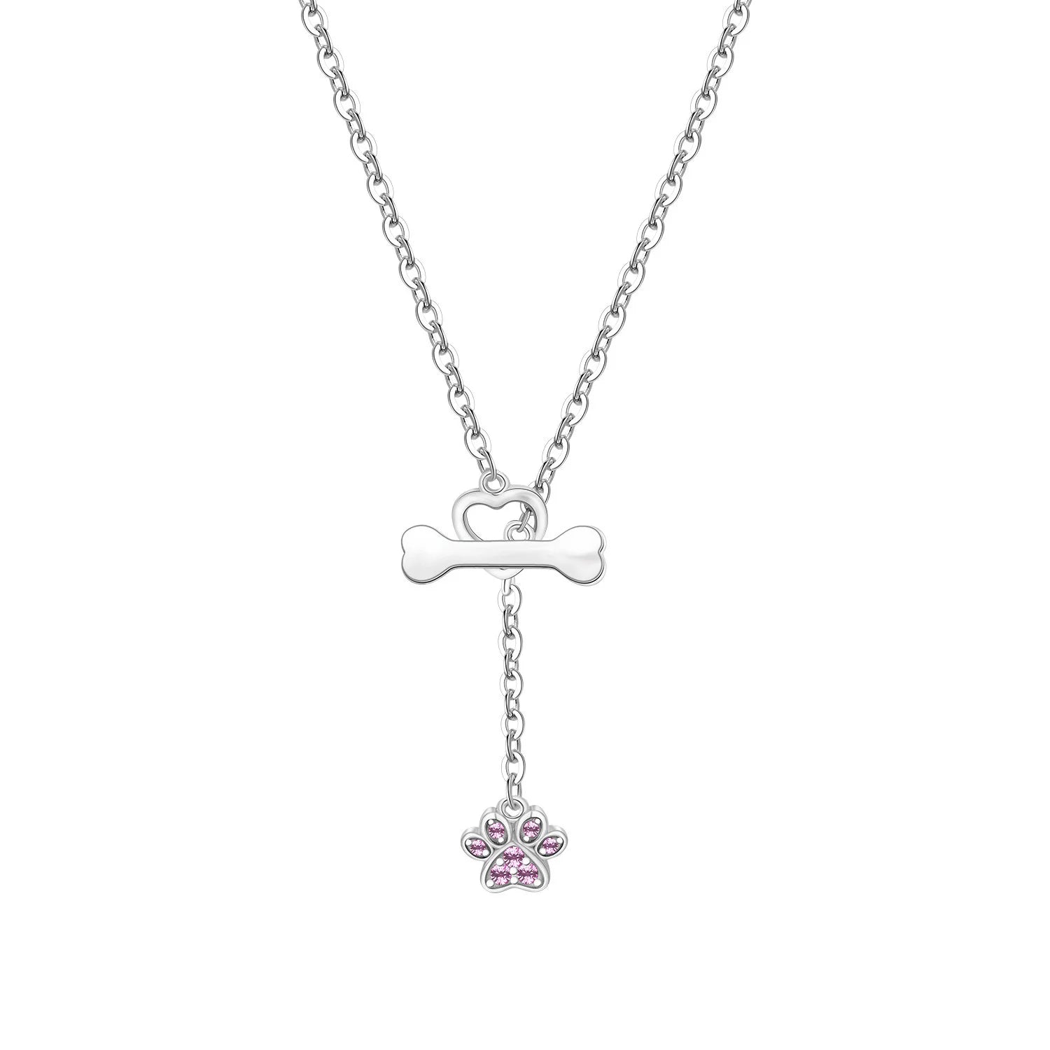 Bone & Paw Charm Necklace