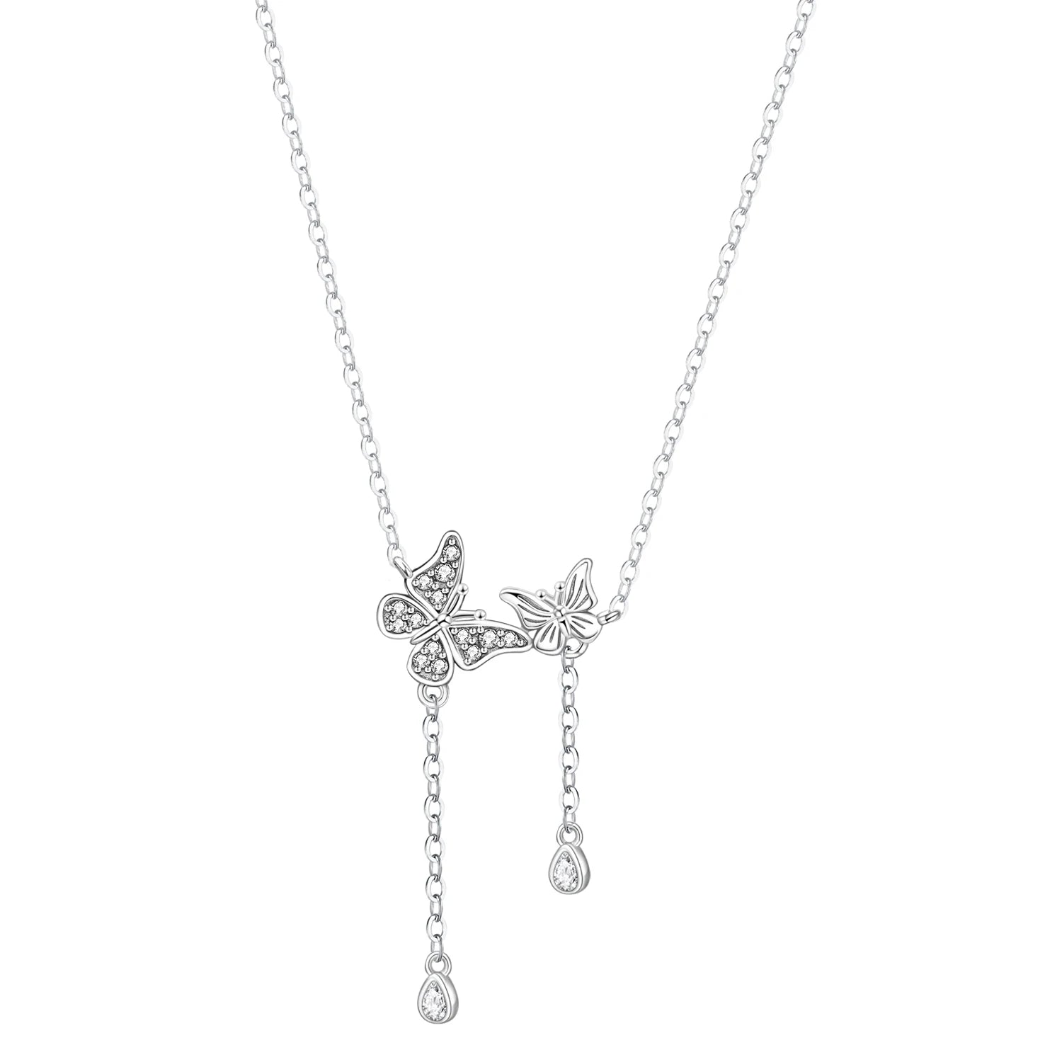 Butterfly Teardrop Lariat Necklace