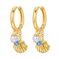 Pearl Shell Drop Hoops