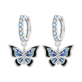 Blue Butterfly Charm Hoop Earrings