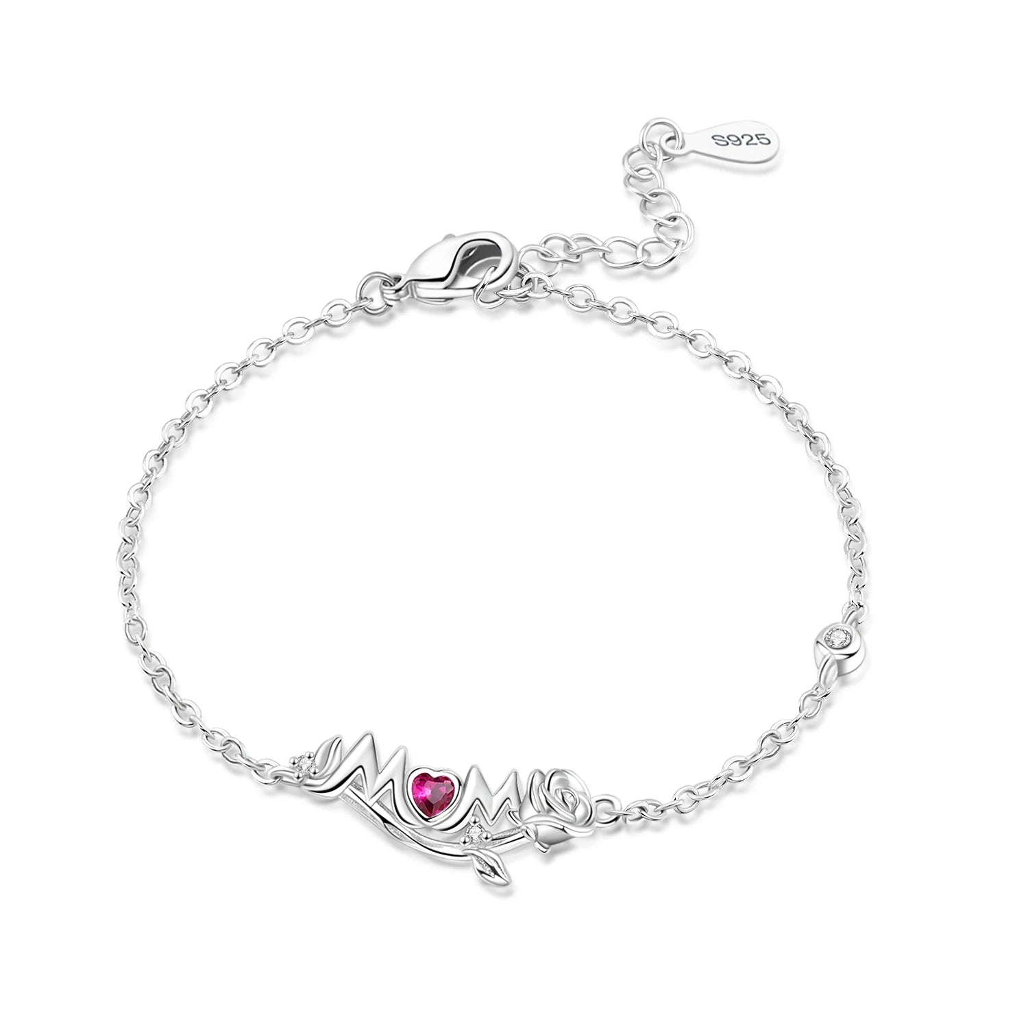Mom Script Heart Bracelet