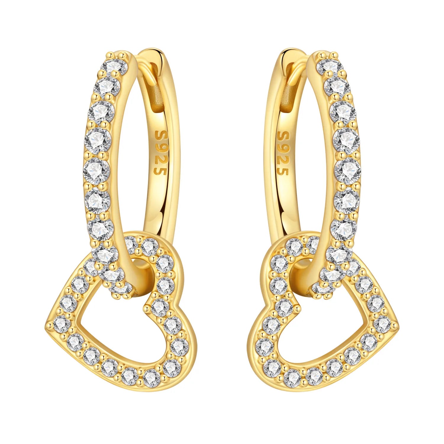 Open Heart Pavé Drop Hoops