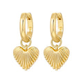 Ribbed Heart Hoop Earrings